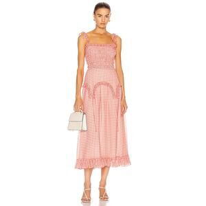 Sandy Liang Rainer Dress - 8 Orange Gingham